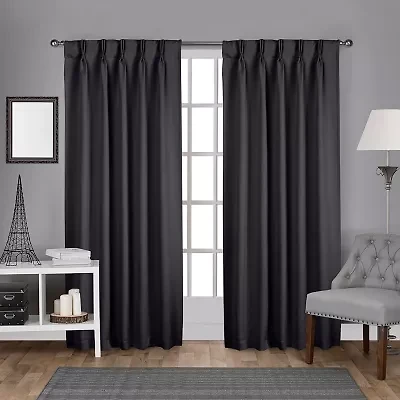 Exclusive Home Curtains Sateen Pinch Pleat Energy Saving Blackout Set of 2 Curtain Panel