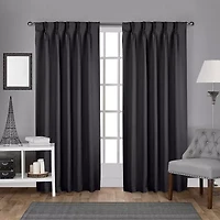 Exclusive Home Curtains Sateen Pinch Pleat Energy Saving Blackout Set of 2 Curtain Panel