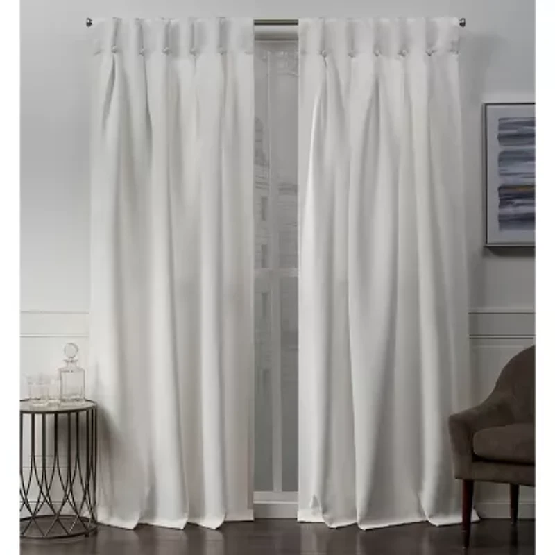 Exclusive Home Curtains Sateen Button Back Tab Energy Saving Blackout Set of 2 Curtain Panel