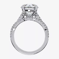 (G-H / Si1-Si2) Womens 3 1/2 CT. T.W Lab Grown White Diamond 14K Gold Round Side Stone Engagement Ring