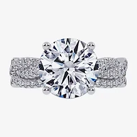 (G-H / Si1-Si2) Womens 3 1/2 CT. T.W Lab Grown White Diamond 14K Gold Round Side Stone Engagement Ring