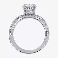 (G-H / Si1-Si2) Womens 2 1/2 CT. T.W. Lab Grown White Diamond 14K Gold Oval Side Stone Engagement Ring