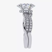 (G-H / Si1-Si2) Womens 2 1/2 CT. T.W. Lab Grown White Diamond 14K Gold Oval Side Stone Engagement Ring