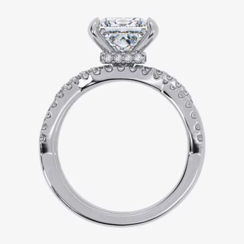 G-H / Si1-Si2) Womens 2 1/2 CT. T.W. Lab Grown White Diamond 14K Gold Side Stone -Stone Engagement Ring
