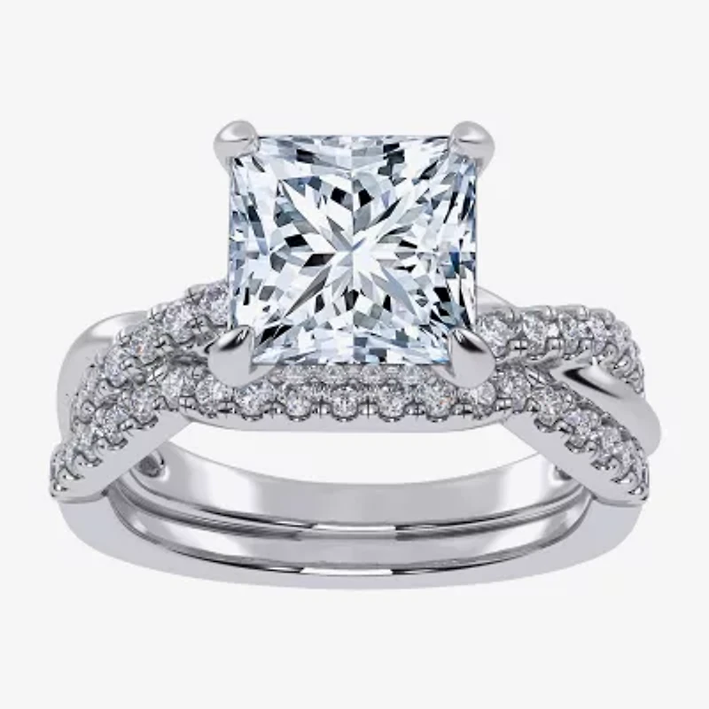 G-H / Si1-Si2) Womens 2 1/2 CT. T.W. Lab Grown White Diamond 14K Gold Side Stone -Stone Engagement Ring