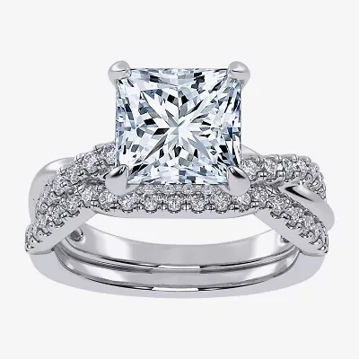 G-H / Si1-Si2) Womens 2 1/2 CT. T.W. Lab Grown White Diamond 14K Gold Side Stone -Stone Engagement Ring