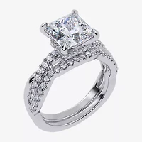 G-H / Si1-Si2) Womens 2 1/2 CT. T.W. Lab Grown White Diamond 14K Gold Side Stone -Stone Engagement Ring