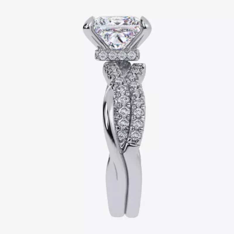G-H / Si1-Si2) Womens 2 1/2 CT. T.W. Lab Grown White Diamond 14K Gold Side Stone -Stone Engagement Ring