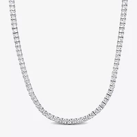 Mens White Sapphire Sterling Silver 20 Inch Tennis Necklace