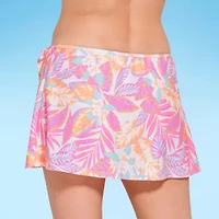 Decree Womens Floral Leaf Juniors Skirt Swimsuit Cover-Up