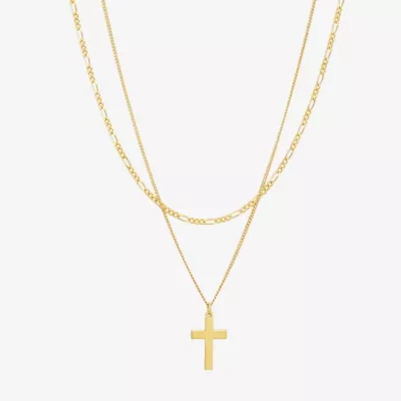 Made in Italy Womens 14K Gold Cross 17 Inch Pendant Necklace
