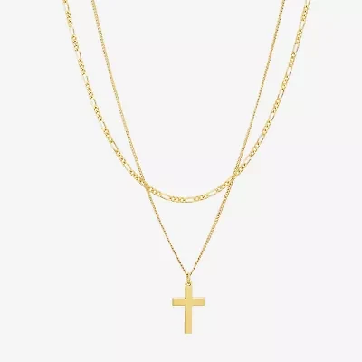 Made in Italy Womens 14K Gold Cross 17 Inch Pendant Necklace