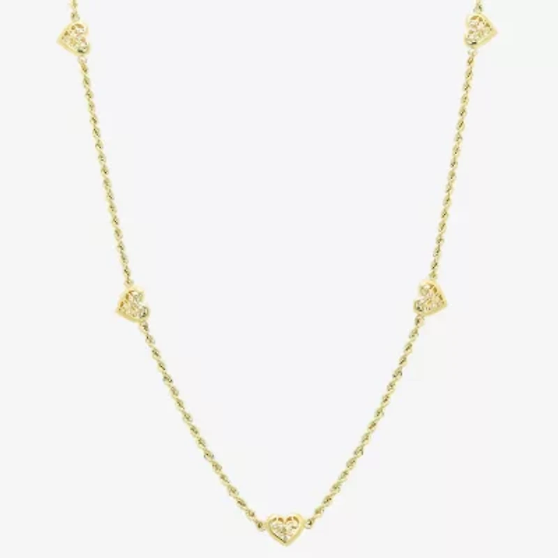 Womens 14K Gold Heart 18 Inch Pendant Necklace
