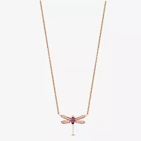 Enchanted Disney Fine Jewelry Womens Diamond Accent Genuine Red Rhodolite 14K Rose Gold 17 1/4 Inch Pendant Necklace
