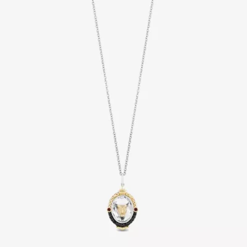 Enchanted Disney Fine Jewelry Womens 1/6 CT. T.W. Genuine White Topaz 14K Gold Sterling Silver 16 Inch Pendant Necklace