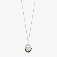 Enchanted Disney Fine Jewelry Womens 1/6 CT. T.W. Genuine White Topaz 14K Gold Sterling Silver 16 Inch Pendant Necklace