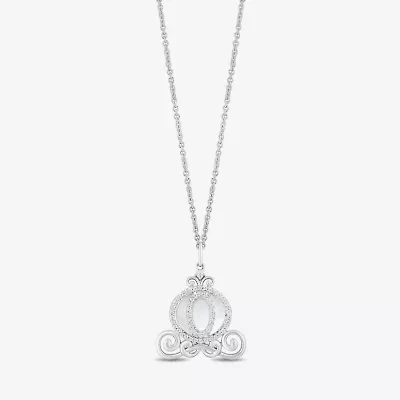 Enchanted Disney Fine Jewelry Womens 1/6 CT. T.W. White Mother Of Pearl Sterling Silver 16 Inch Pendant Necklace