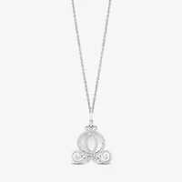 Enchanted Disney Fine Jewelry Womens 1/6 CT. T.W. White Mother Of Pearl Sterling Silver 16 Inch Pendant Necklace