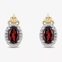 Enchanted Disney Fine Jewelry 1/10 CT. T.W. Genuine Red Garnet 14K Gold Over Silver Sterling Silver 11.5mm Anna Princess Frozen Stud Earrings