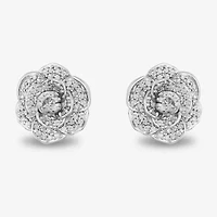 Enchanted Disney Fine Jewelry 1/2 CT. T.W. Natural White Diamond 14K White Gold 16.8mm Flower Cinderella Princess Stud Earrings