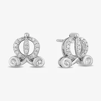 Enchanted Disney Fine Jewelry Diamond Accent Natural White Diamond Accent Sterling Silver 9.5mm Cinderella Princess Stud Earrings