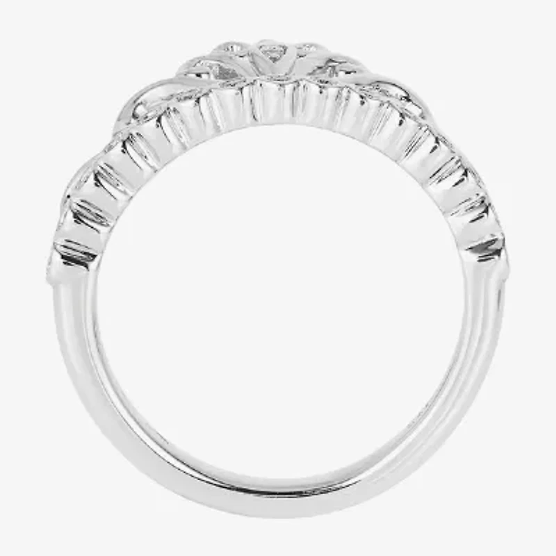 Enchanted Disney Fine Jewelry Womens 1/10 CT. T.W. Natural White Diamond Sterling Silver Cinderella Princess Cocktail Ring