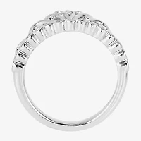 Enchanted Disney Fine Jewelry Womens 1/10 CT. T.W. Natural White Diamond Sterling Silver Cinderella Princess Cocktail Ring