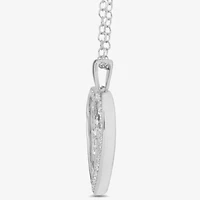 Enchanted Disney Fine Jewelry Womens 1/5 CT. Natural White Diamond Sterling Silver Heart 17 Inch Pendant Necklace