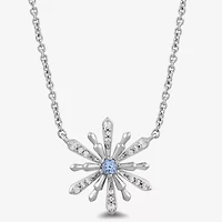 Enchanted Disney Fine Jewelry Womens 1/10 CT. T.W. Genuine Blue Aquamarine Sterling Silver 17 1/2 Inch Pendant Necklace