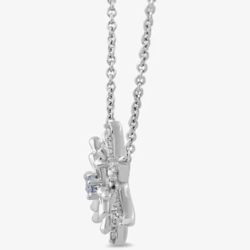 Enchanted Disney Fine Jewelry Womens 1/10 CT. T.W. Genuine Blue Aquamarine Sterling Silver 17 1/2 Inch Pendant Necklace