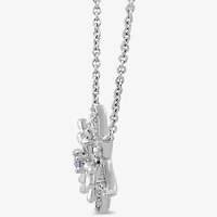 Enchanted Disney Fine Jewelry Womens 1/10 CT. T.W. Genuine Blue Aquamarine Sterling Silver 17 1/2 Inch Pendant Necklace