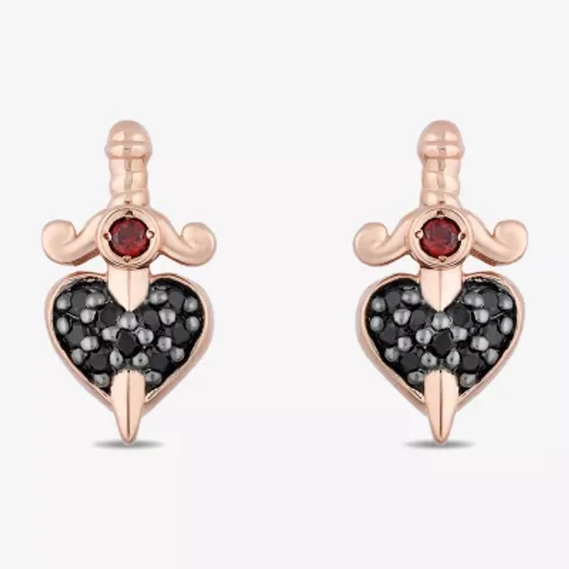 Enchanted Disney Fine Jewelry 1/8 CT. T.W. Genuine Red Garnet 10K Rose Gold 12.6mm Evil Queen Stud Earrings