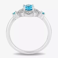 Enchanted Disney Fine Jewelry Womens 1/10 CT. T.W. Genuine Blue Topaz Sterling Silver Aladdin Princess Jasmine Cocktail Ring