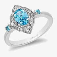 Enchanted Disney Fine Jewelry Womens 1/10 CT. T.W. Genuine Blue Topaz Sterling Silver Aladdin Princess Jasmine Cocktail Ring