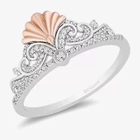 Womens 1/5 CT. Natural White Diamond 14K Rose Gold Sterling Silver Ariel Princess The Little Mermaid Cocktail Ring