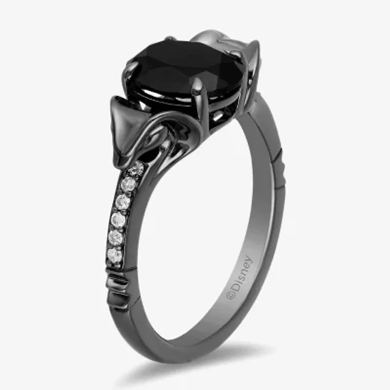 Enchanted Disney Fine Jewelry Womens Diamond Accent Genuine Black Onyx Sterling Silver Aladdin Jafar Cocktail Ring