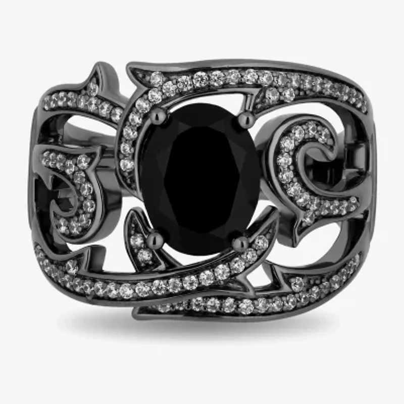 Enchanted Disney Fine Jewelry Womens 1/3 CT. T.W. Genuine Black Onyx Sterling Silver Maleficent Cocktail Ring