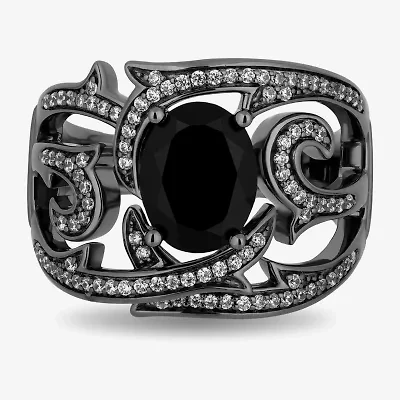 Enchanted Disney Fine Jewelry Womens 1/3 CT. T.W. Genuine Black Onyx Sterling Silver Maleficent Cocktail Ring