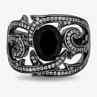 Enchanted Disney Fine Jewelry Womens 1/3 CT. T.W. Genuine Black Onyx Sterling Silver Maleficent Cocktail Ring