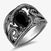 Enchanted Disney Fine Jewelry Womens 1/3 CT. T.W. Genuine Black Onyx Sterling Silver Maleficent Cocktail Ring