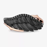 Enchanted Disney Fine Jewelry Womens 1/10 CT. T.W. Natural Black Diamond 14K Rose Gold Sterling Silver Maleficent Cocktail Ring