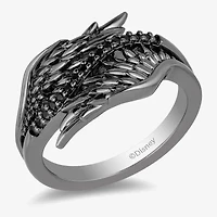 Enchanted Disney Fine Jewelry Womens 1/10 CT. T.W. Natural Black Diamond Sterling Silver Maleficent Cocktail Ring