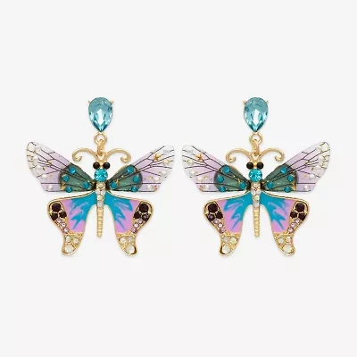 Bijoux Bar Gold Tone Womens Butterfly Drop Earrings