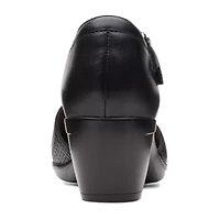 Clarks Emily Rae Womens Round Block Heel Pumps