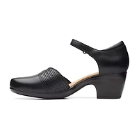 Clarks Emily Rae Womens Round Block Heel Pumps