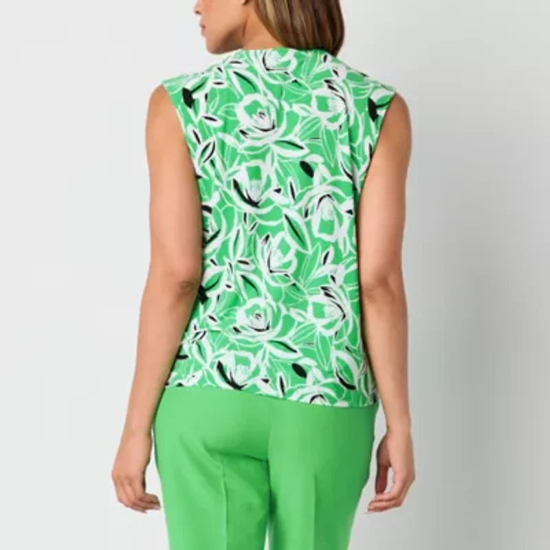 Black Label by Evan-Picone Womens Keyhole Neck Sleeveless Blouse