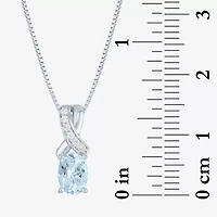 Womens Genuine Blue Aquamarine Sterling Silver Oval 18 Inch Pendant Necklace