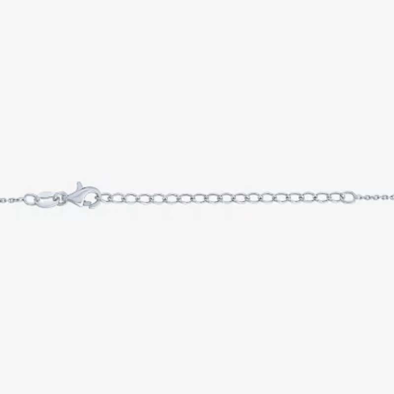 Womens Diamond Accent Genuine Blue Aquamarine Sterling Silver Oval 16 Inch Pendant Necklace