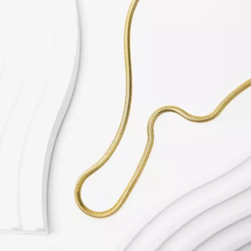 Womens 14K Gold 18 Inch Snake Chain Necklace