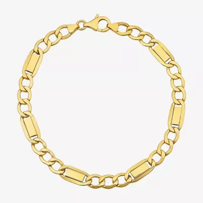 Made in Italy Unisex Adult 10K Gold 8 1/2 Inch Hollow Link Chain Bracelet